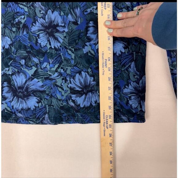Brora Liberty print indigo bloom jersey mock turtle neck Made in England sz L/XL - Picture 8 of 8